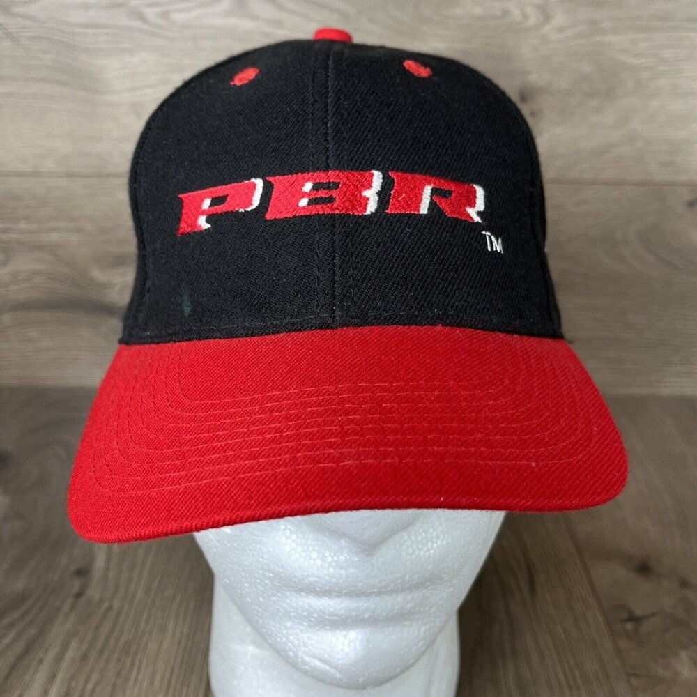 PBR Black/Red Baseball Hat Cap Pro Bull Riding Hook/Loop Adjustable - Picture 2 of 13